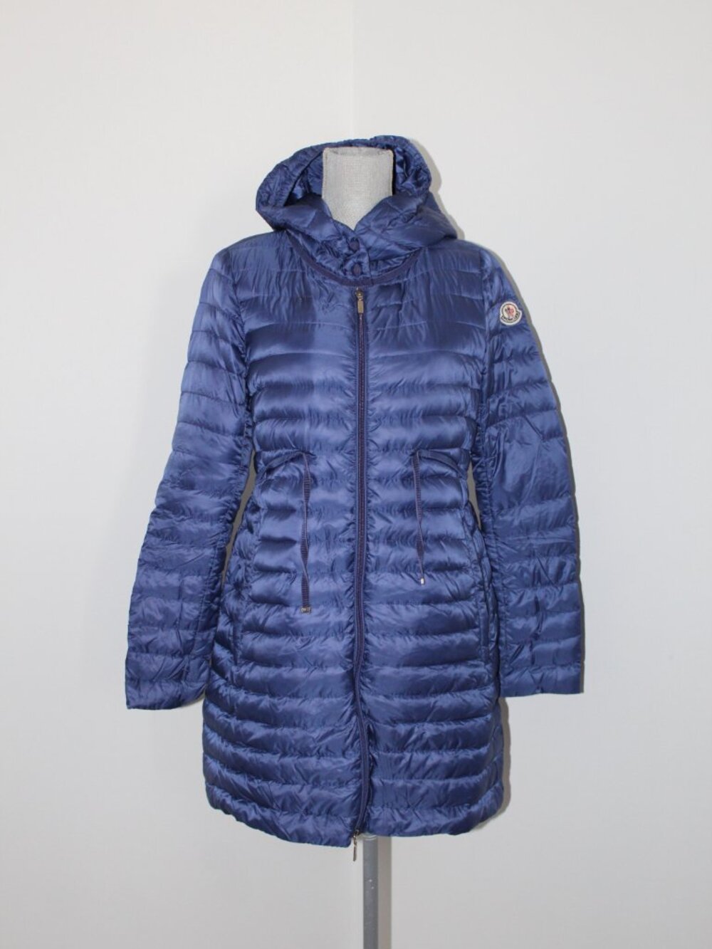 Moncler Light Weight Blue Down Puffer Hooded Coat Jacket Tie Moncler SZ 3 M - Picture 3 of 13